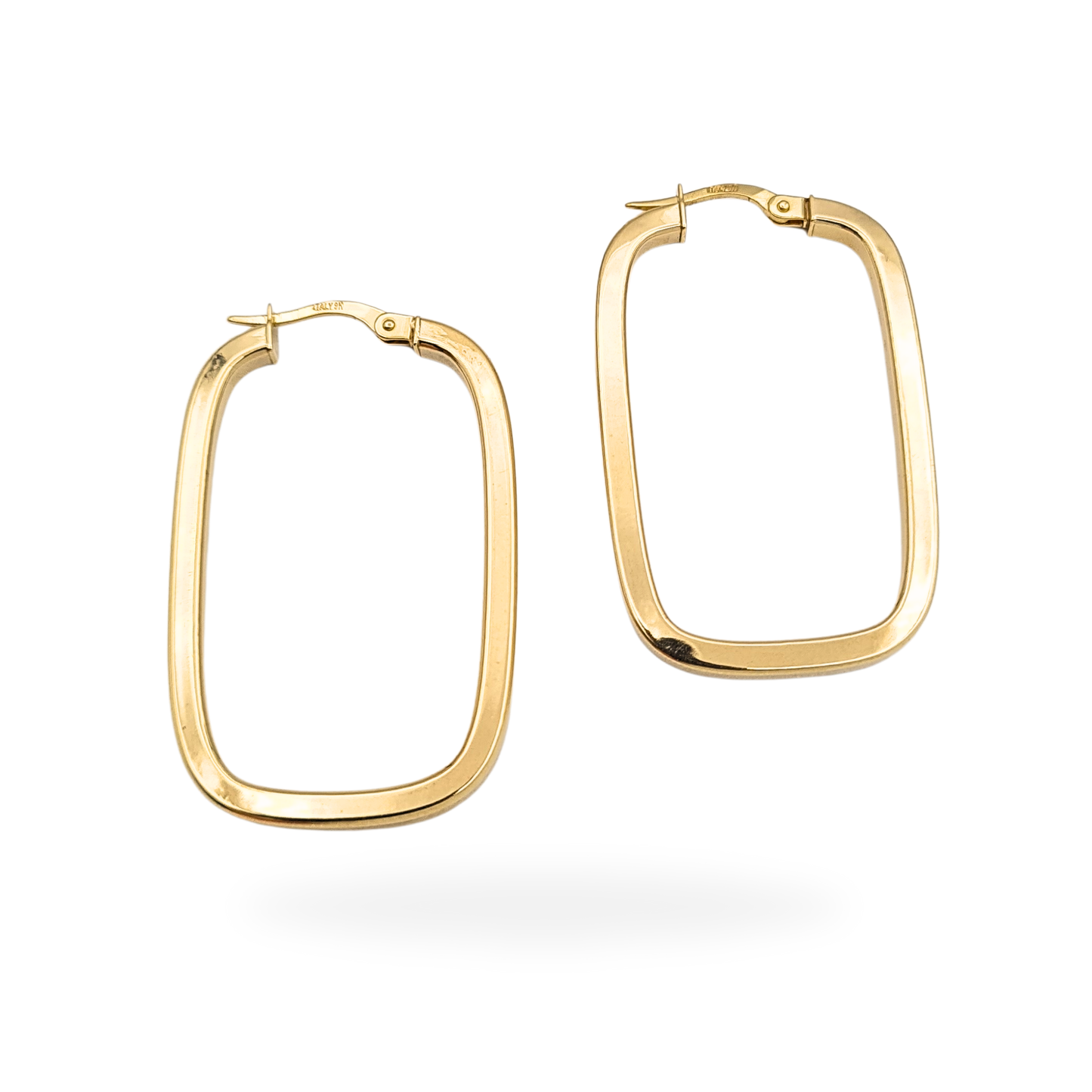 9ct Gold Large Oblong Hoops, 38x24mm, Hallmarked