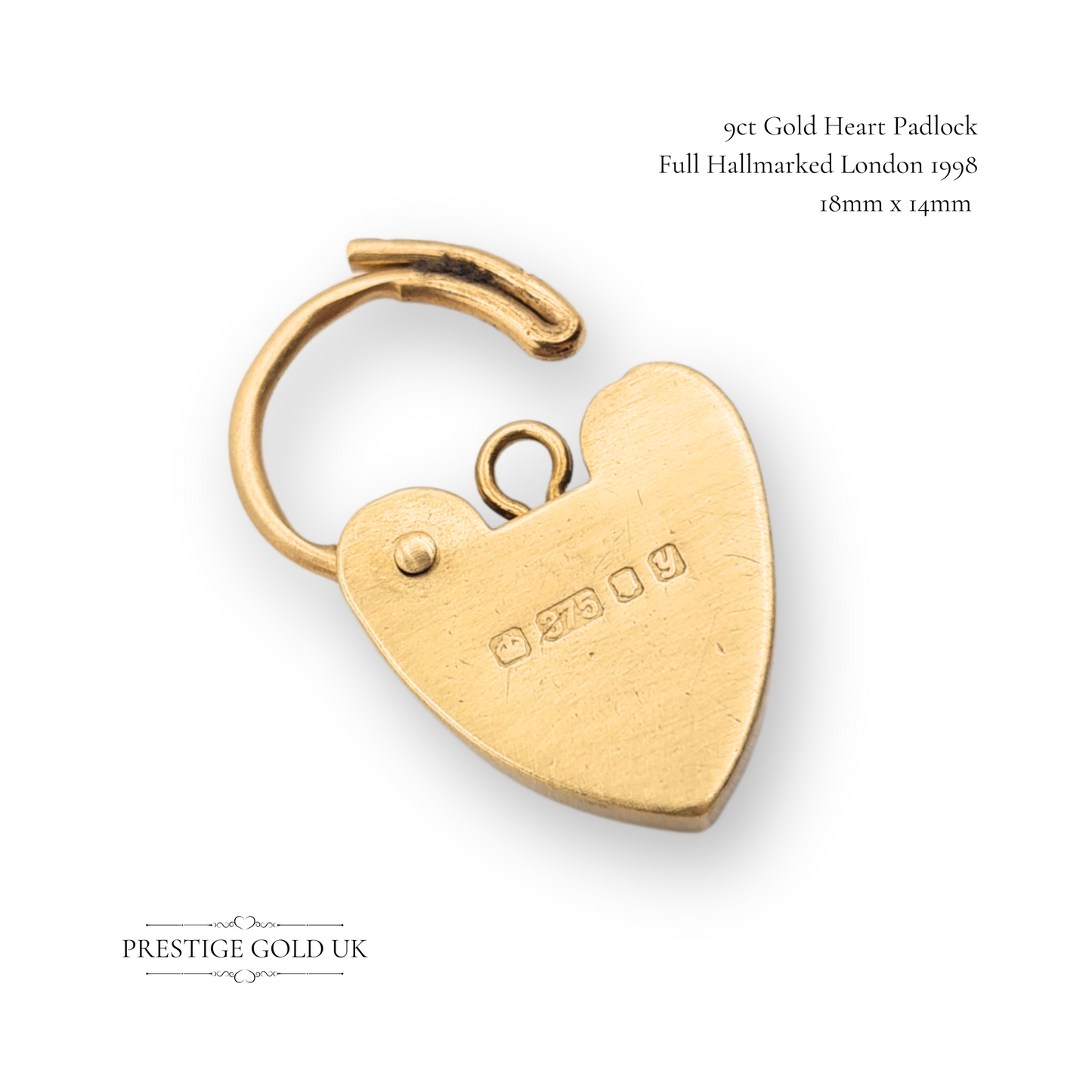 Small 9ct Gold Vintage Heart Padlock, Opening Heart Clasp or Pendant