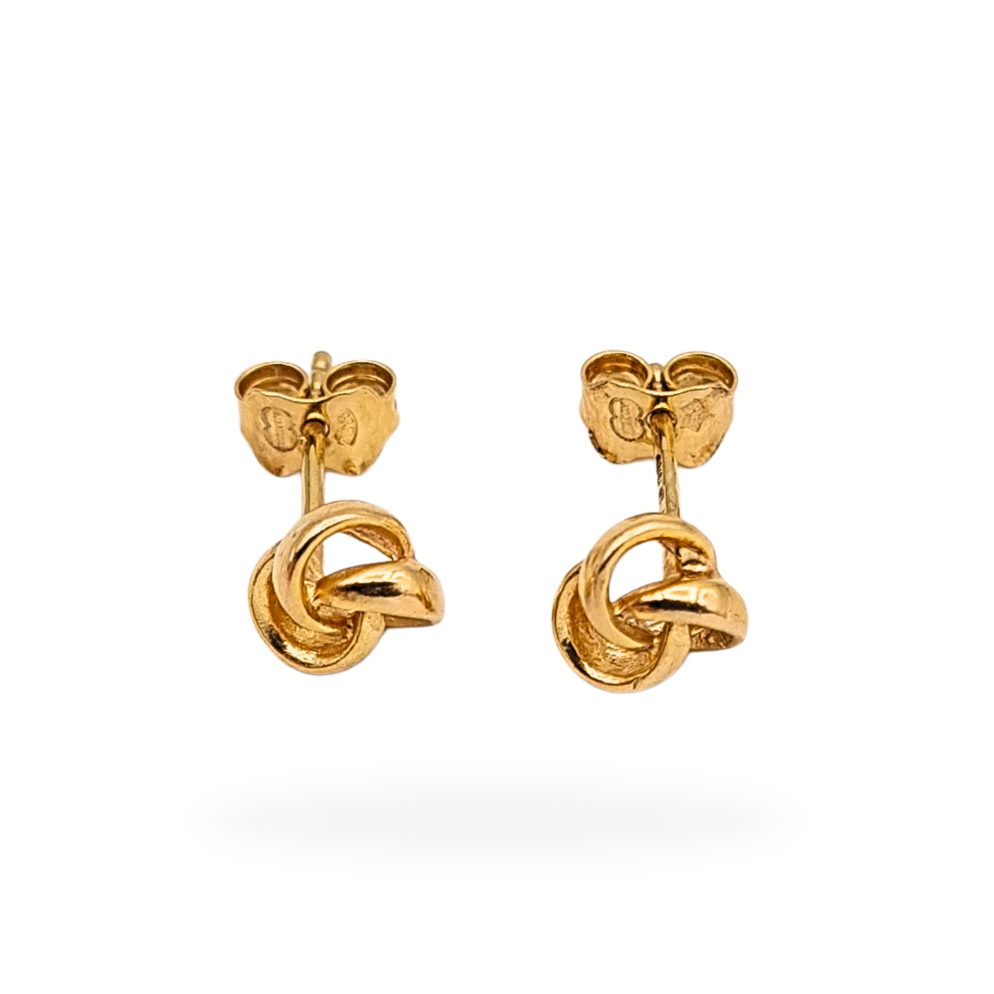 Small 9ct Gold Knot Stud Earrings, Butterfly Backs