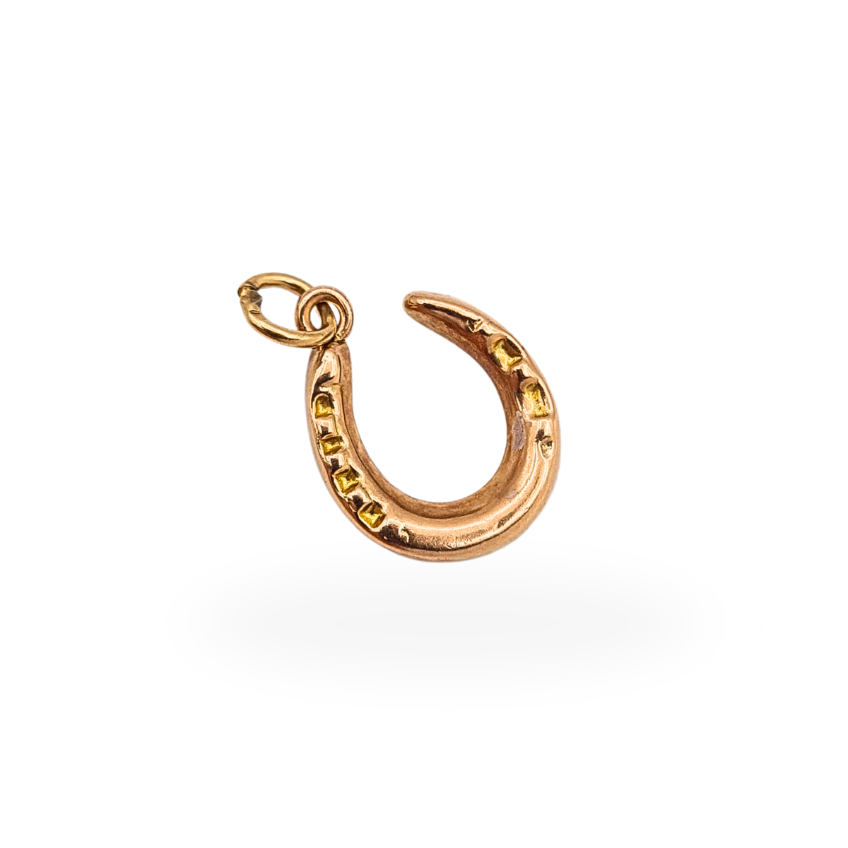 9ct Rose Gold Horseshoe Charm Tiny Lucky Pendant