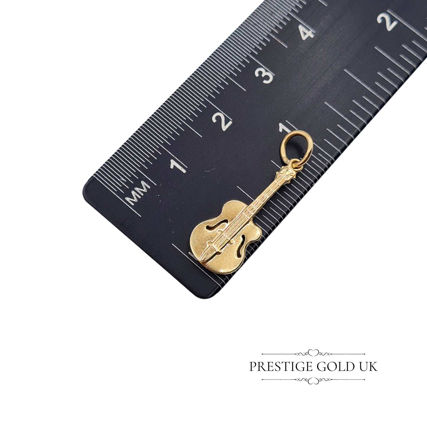 Vintage 9ct Gold Guitar Charm, Fully Hallmarked Birmingham, Hollow Design, 21mm Long