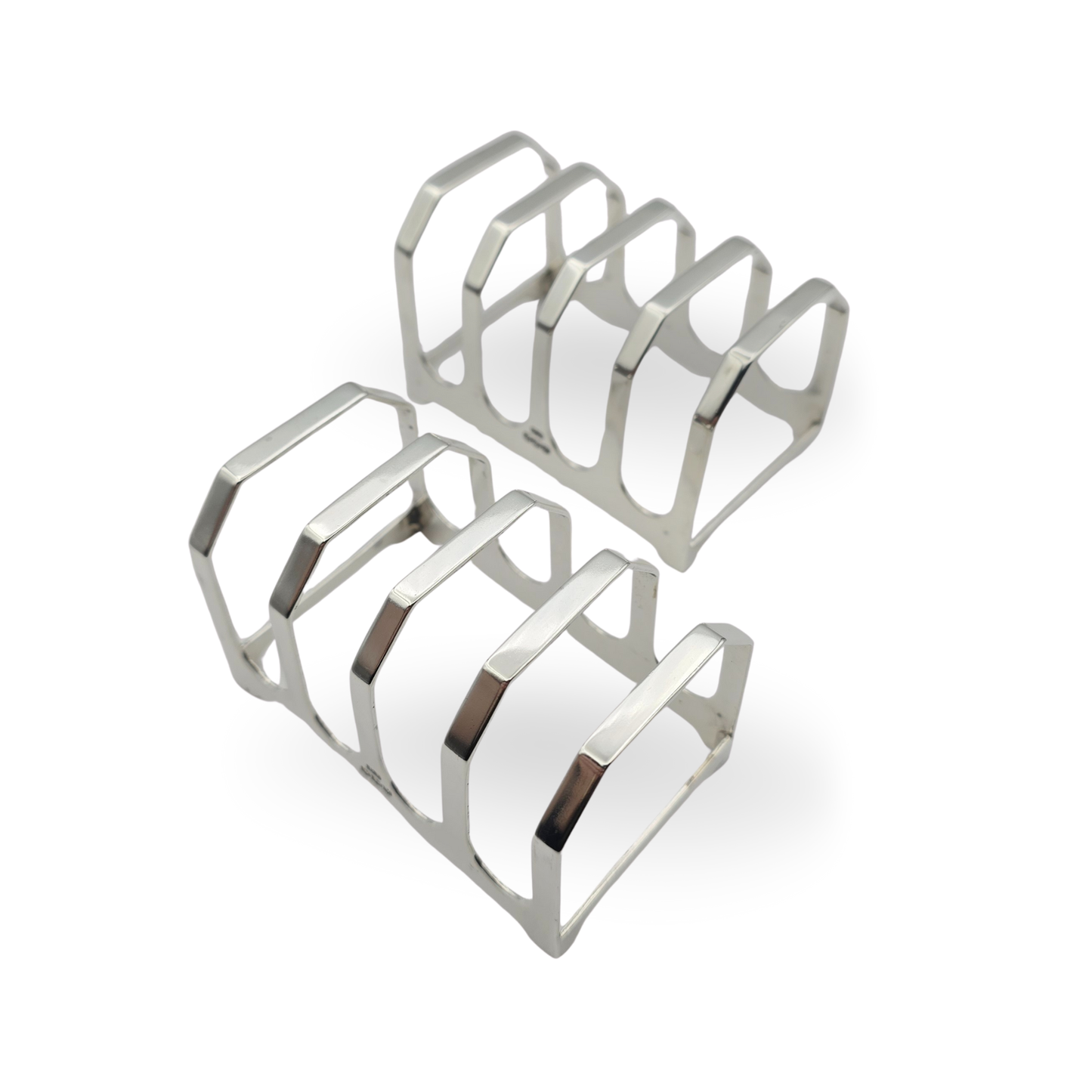 Sterling Silver Toast Racks Pair, Sheffield 1938, 4 Slice Design, 95g