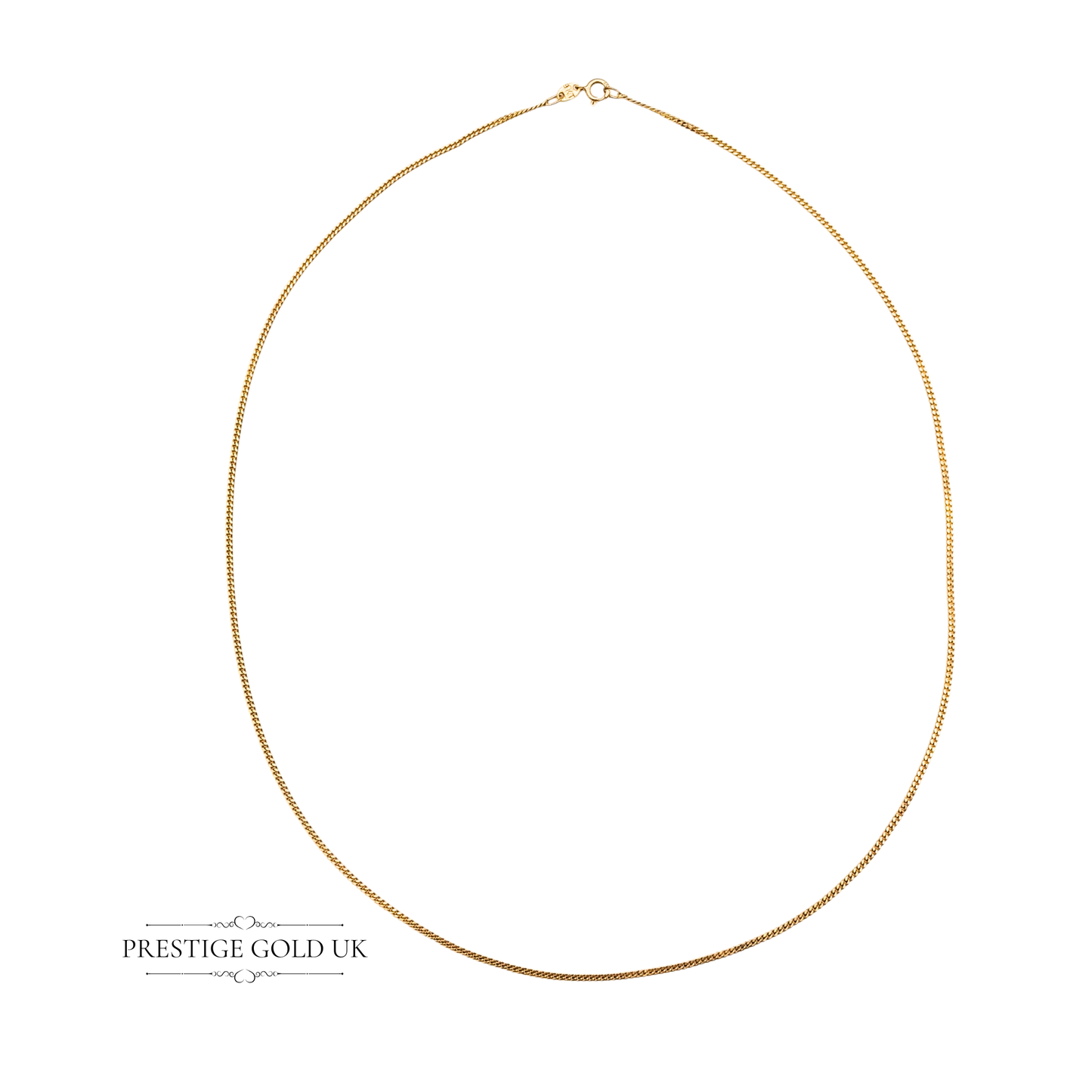 18 1/2 " Gold Curb Chain Necklace, Secure Spring Ring Clasp