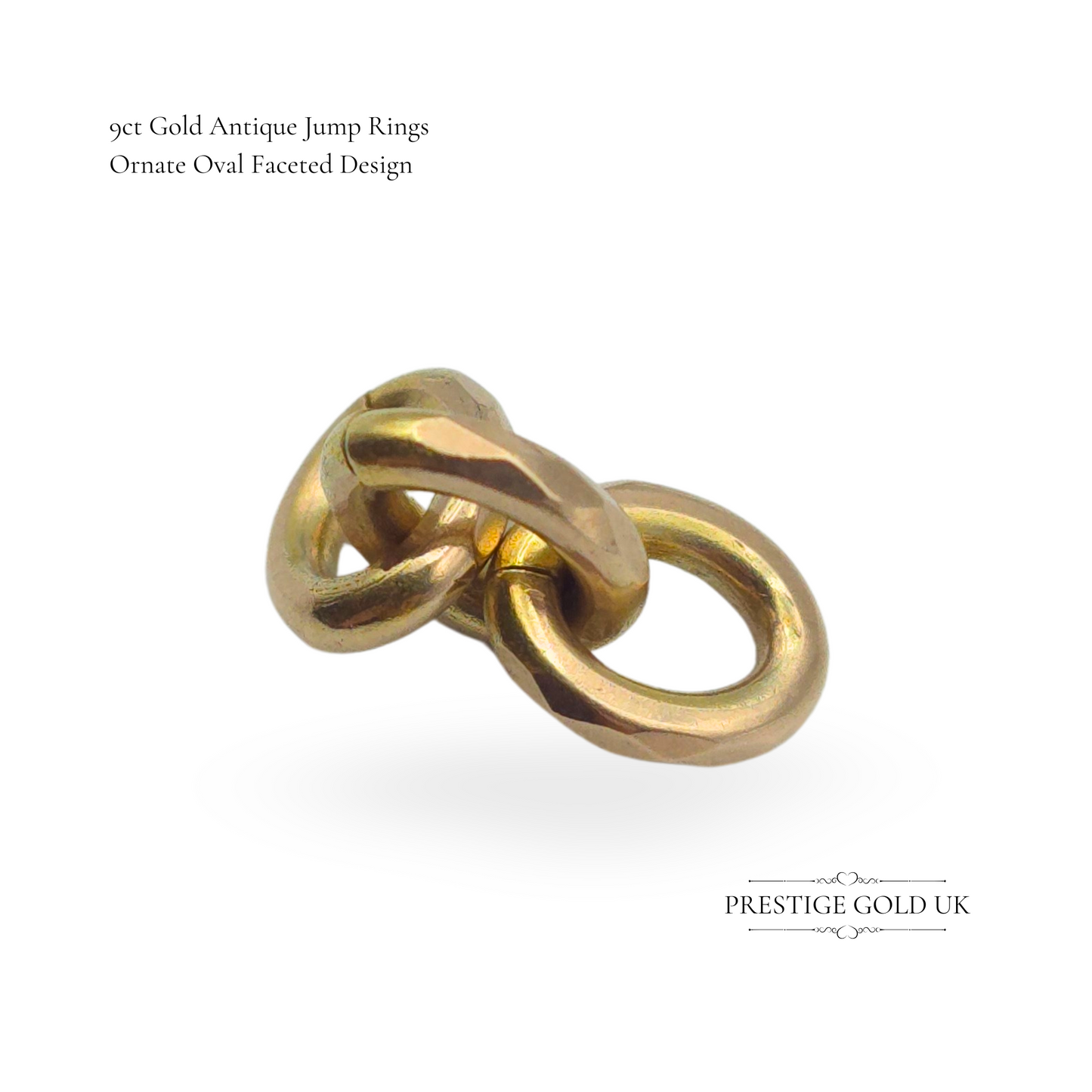 Antique 9ct Gold Faceted Jump Rings, Set of 3