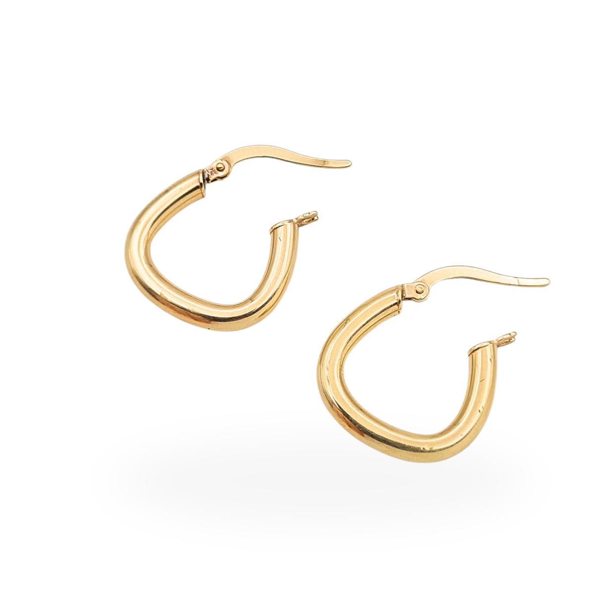 9ct Gold Puffy Hoop Earrings Triangle Shaped 18mm Stamped 375