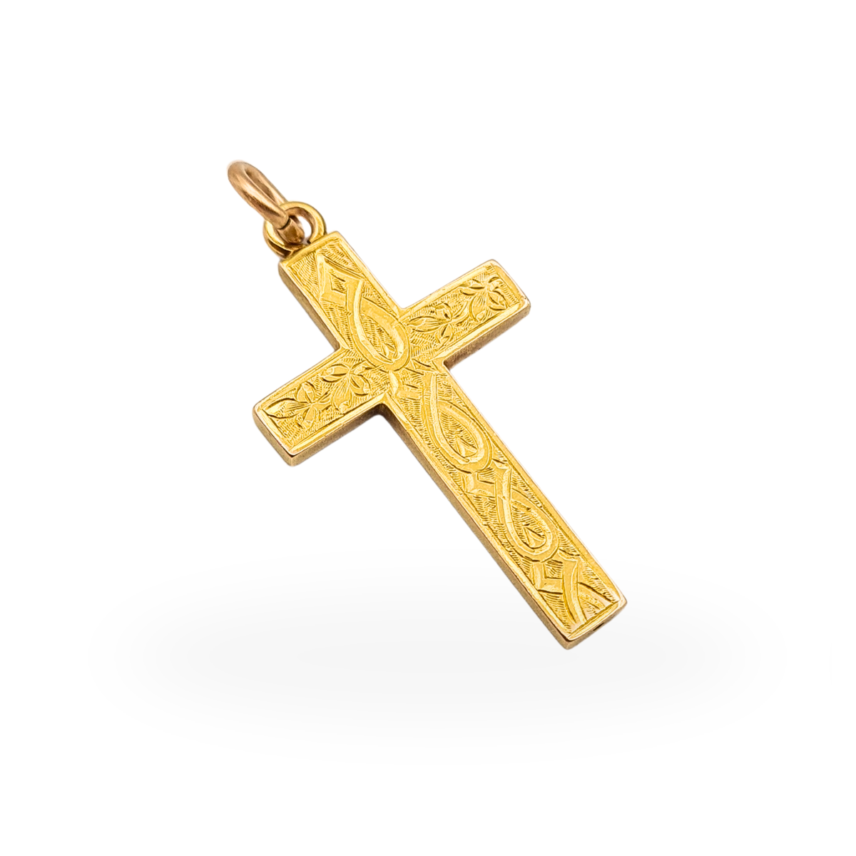 Antique 15ct Gold Hand Engraved Cross Pendant Birmingham 1900 Hallmarked