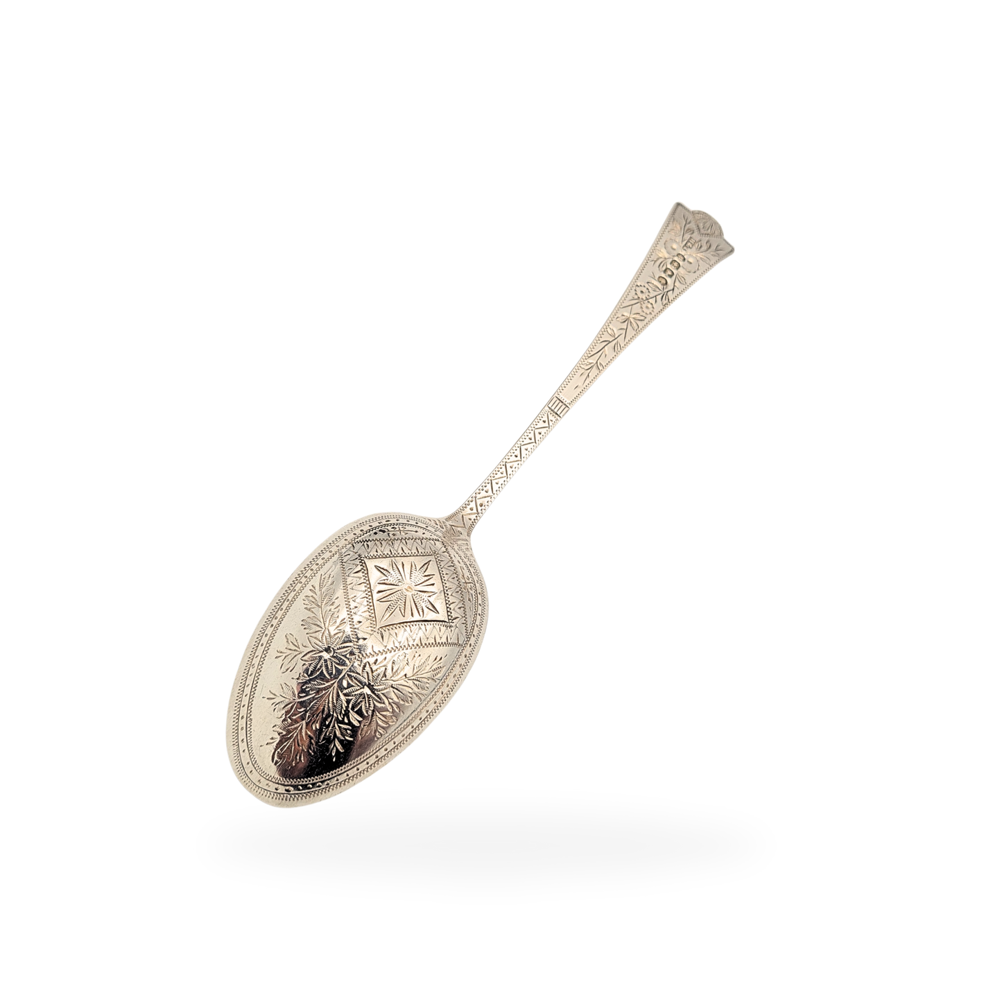 1889 Silver Engraved Teaspoon, Birmingham, Victorian Era