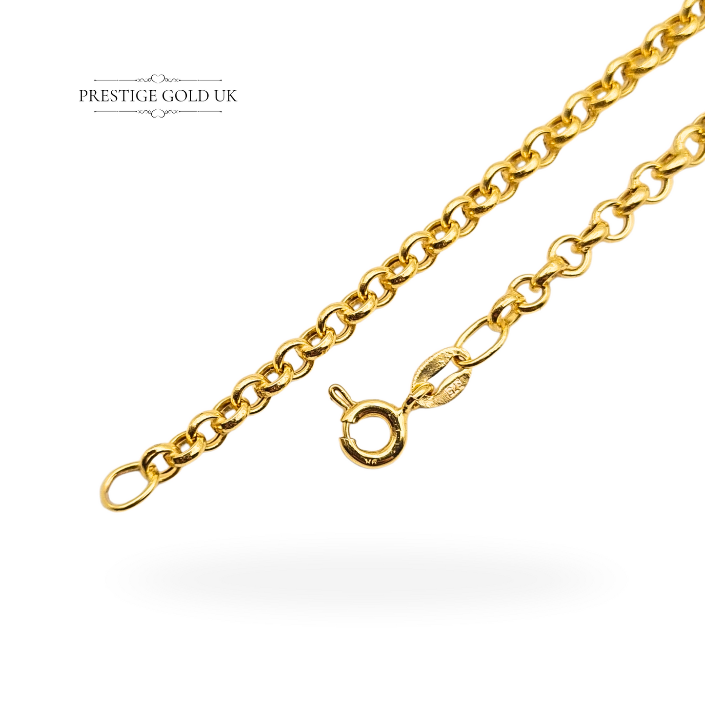 20" 9ct Gold Belcher Chain Necklace, Hollow 3mm Wide Rolo Chain