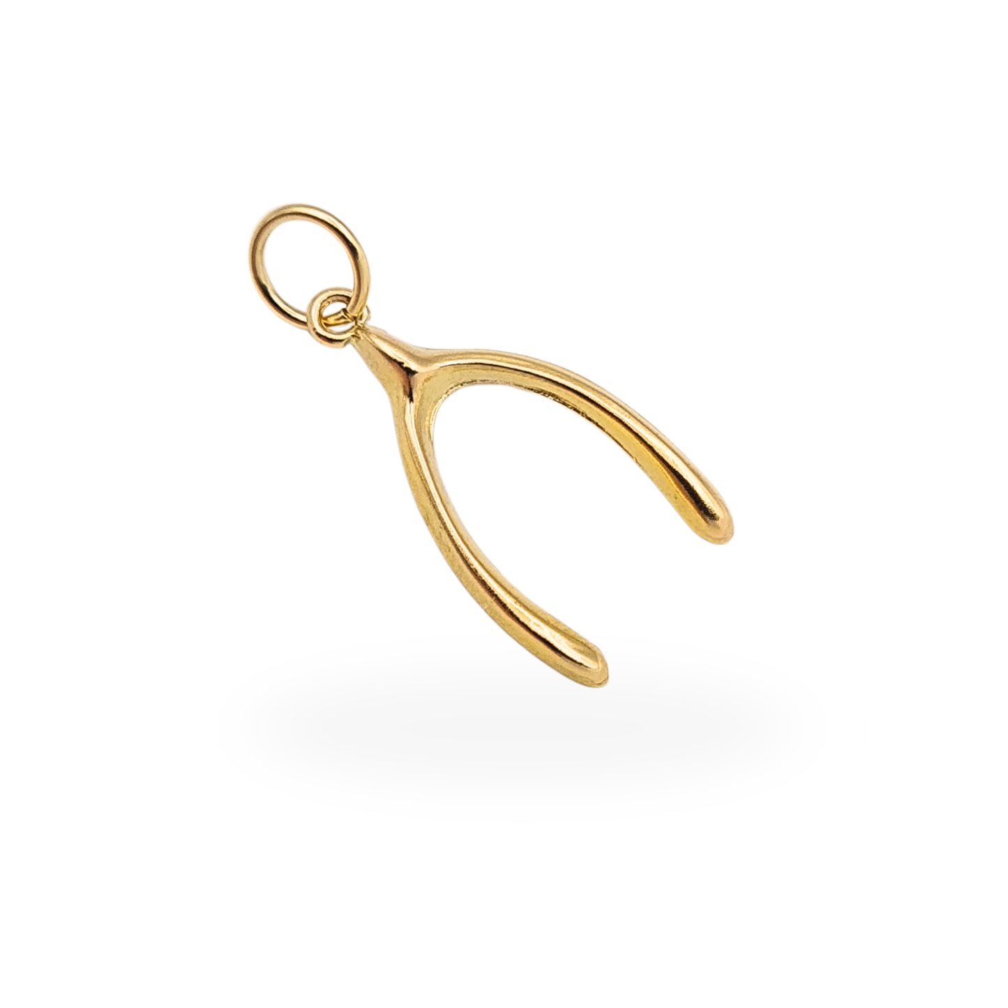 Tiny 9k Gold Wishbone Charm Vintage Good Luck Pendant