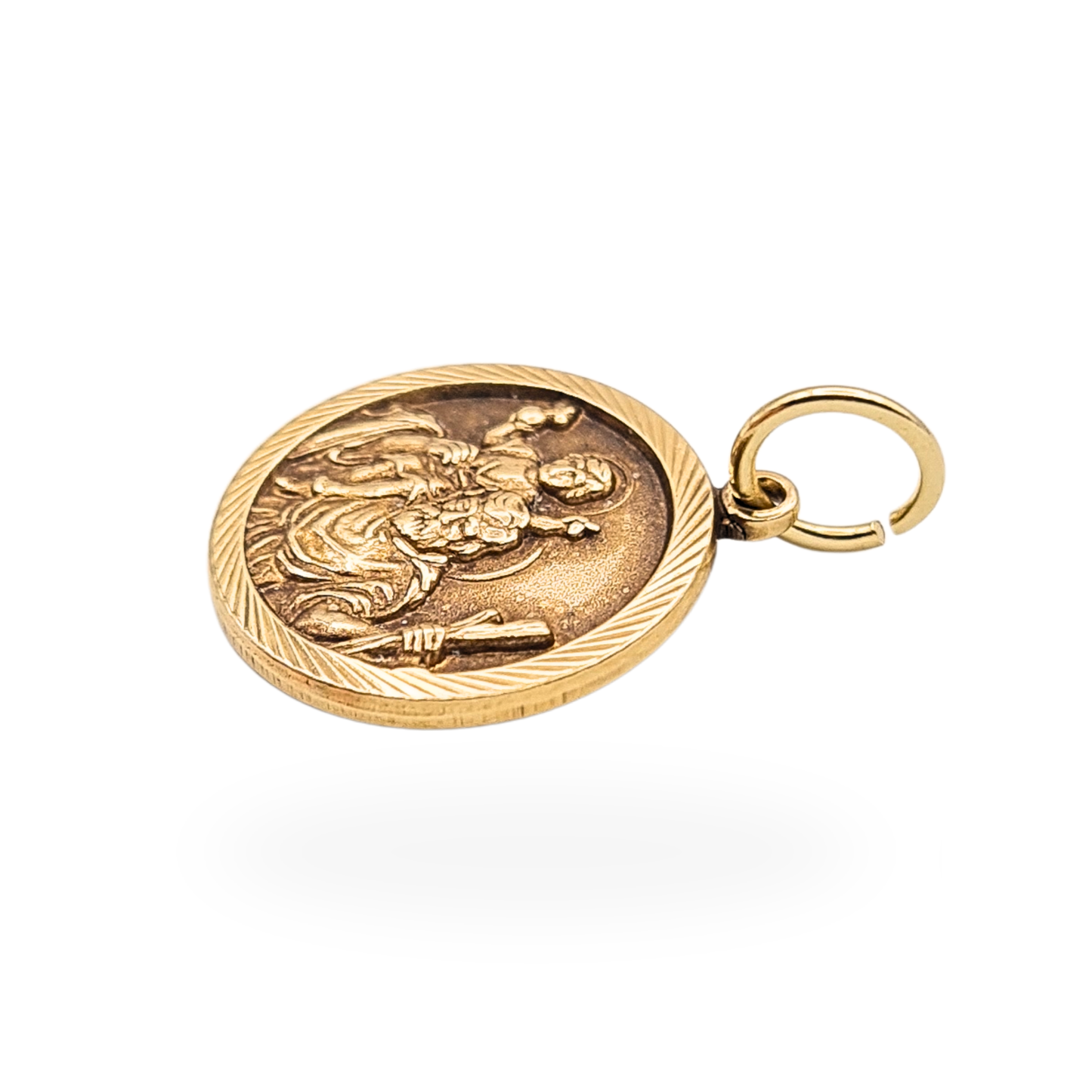 9ct Gold St Christopher Charm 1976 Birmingham 13mm Round