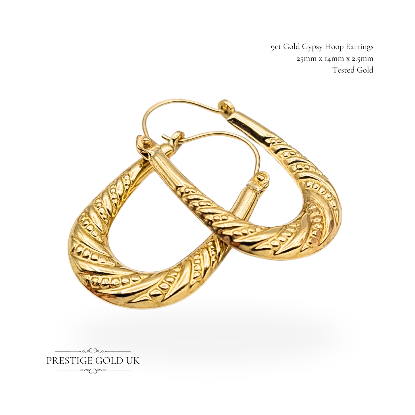 9ct Gold Gypsy Hoop Earrings, Lightweight Hollow Hoops