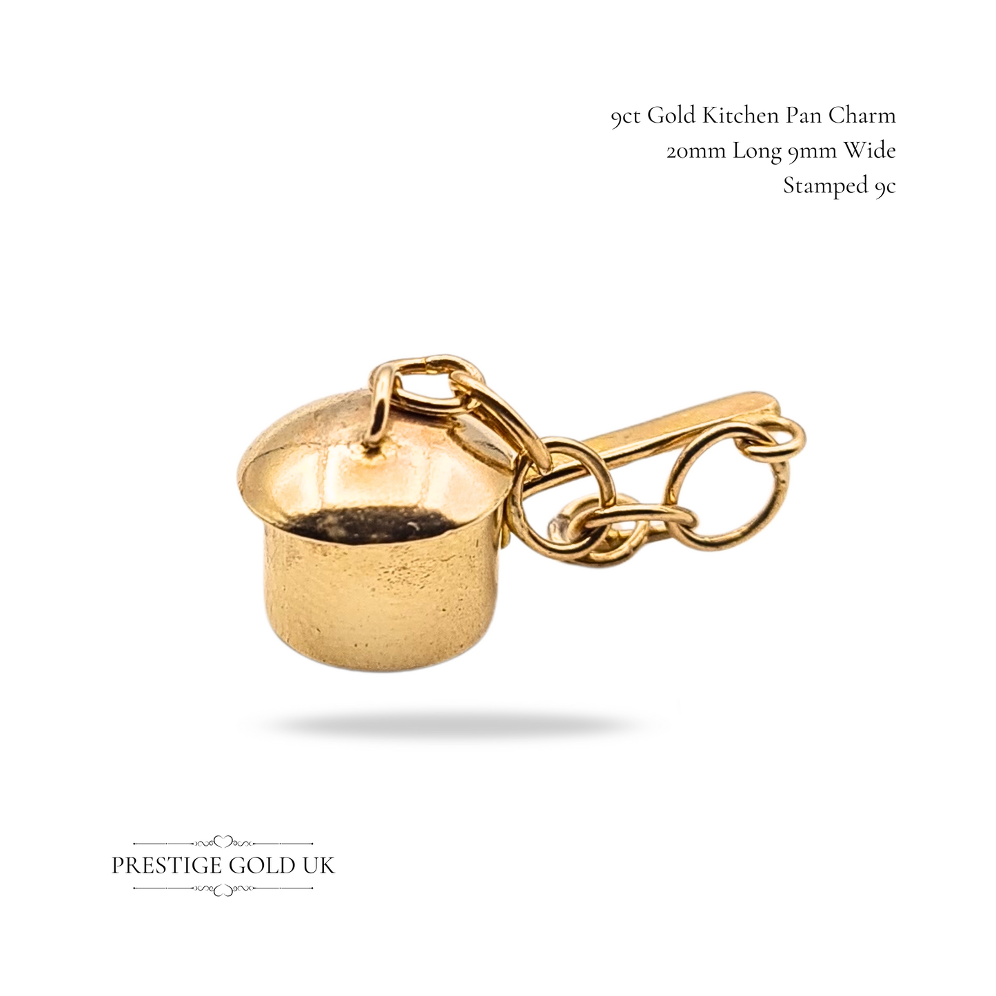 Tiny 9ct Gold Kitchen Pan Charm, Tiny Pot with Removable Lid