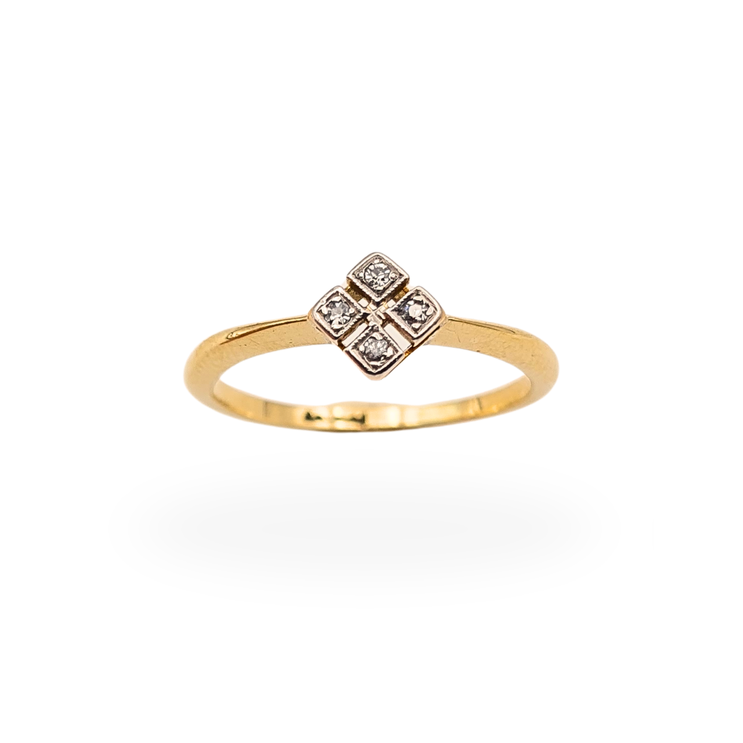 Quality 18ct Gold 4 Stone Diamond Ring Art Deco Style UK N½ US 7