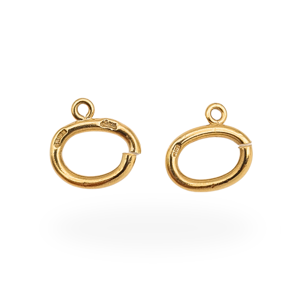 Large 9ct Gold Oval Open Jump Rings Pair Sheffield 1978 Jewellery Findings