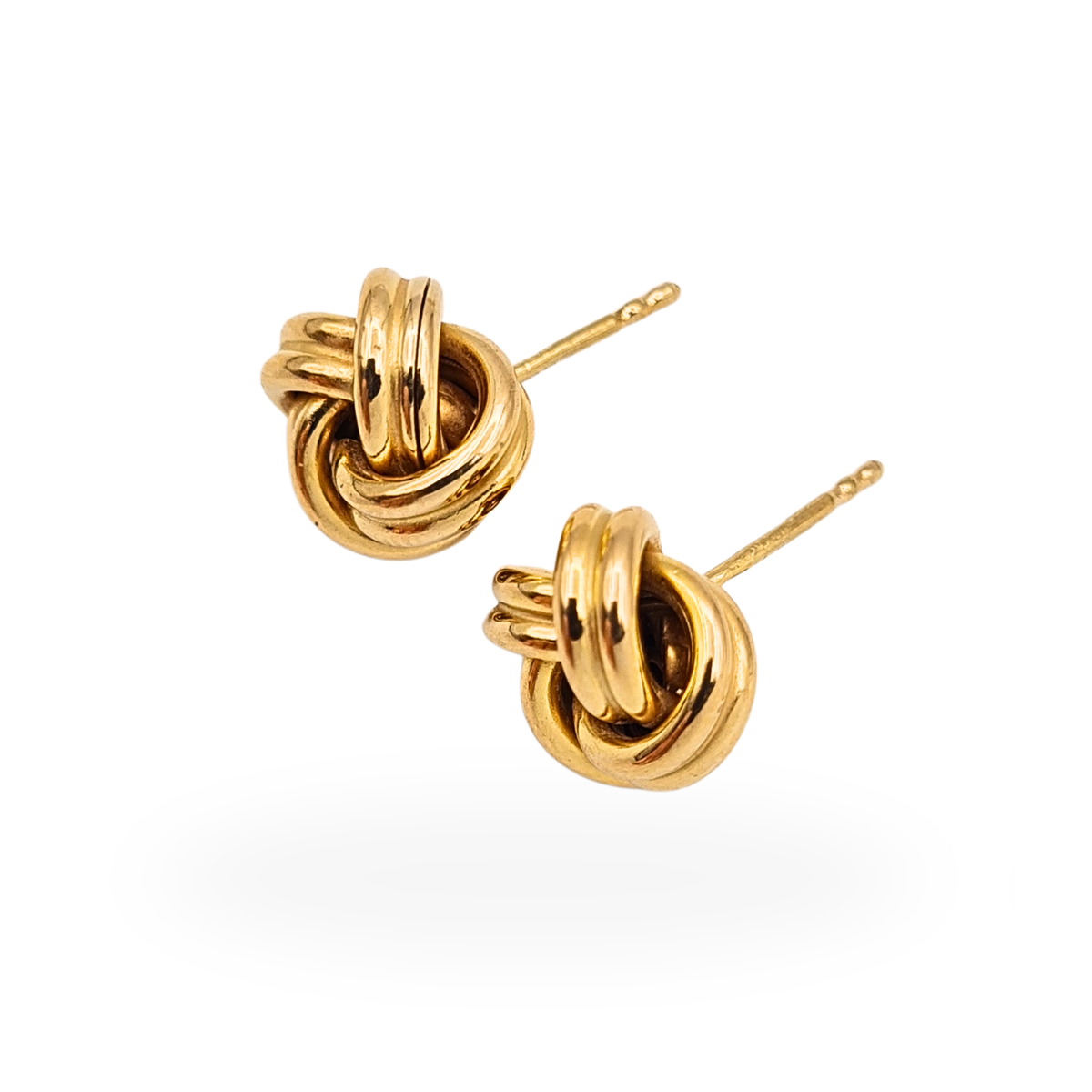 9ct Gold Twin Wire Knot Stud Earrings,  British Hallmarked Gold