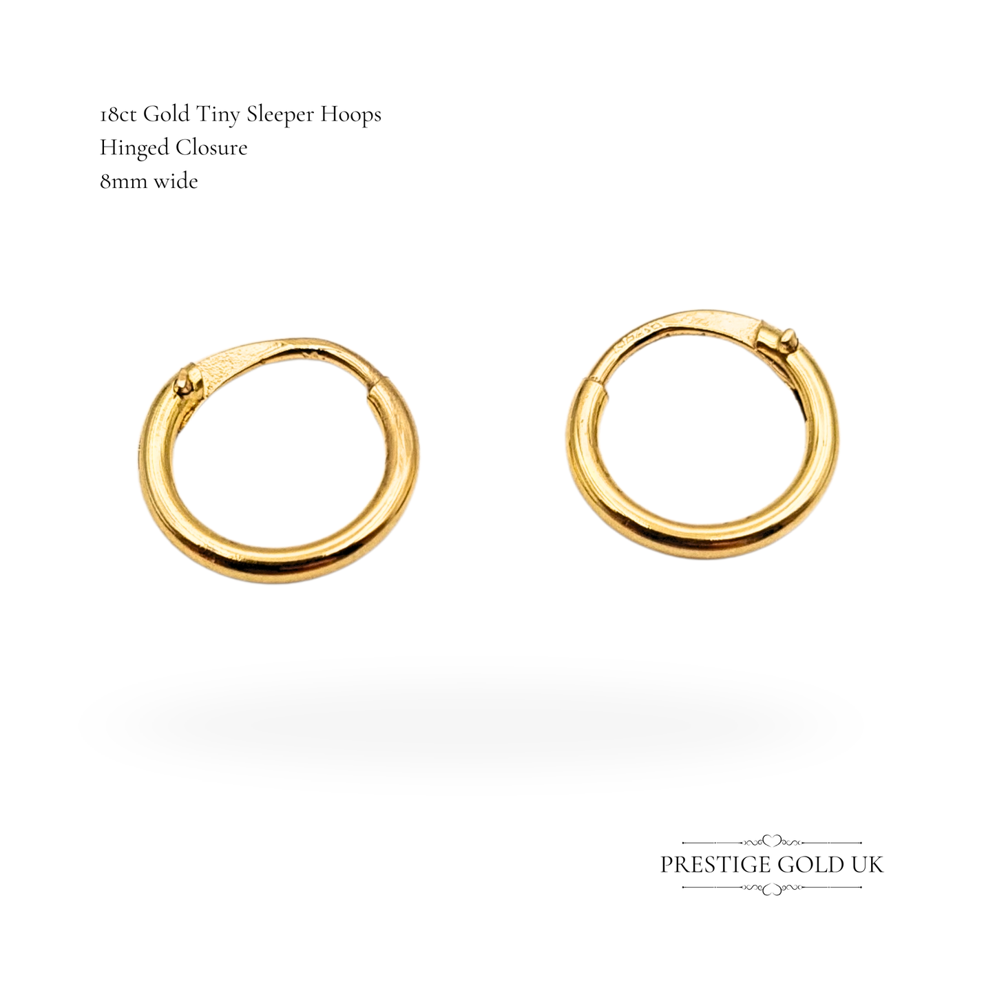 18ct Gold Tiny Hinged Sleeper Hoops, Tiny Hinged Earrings
