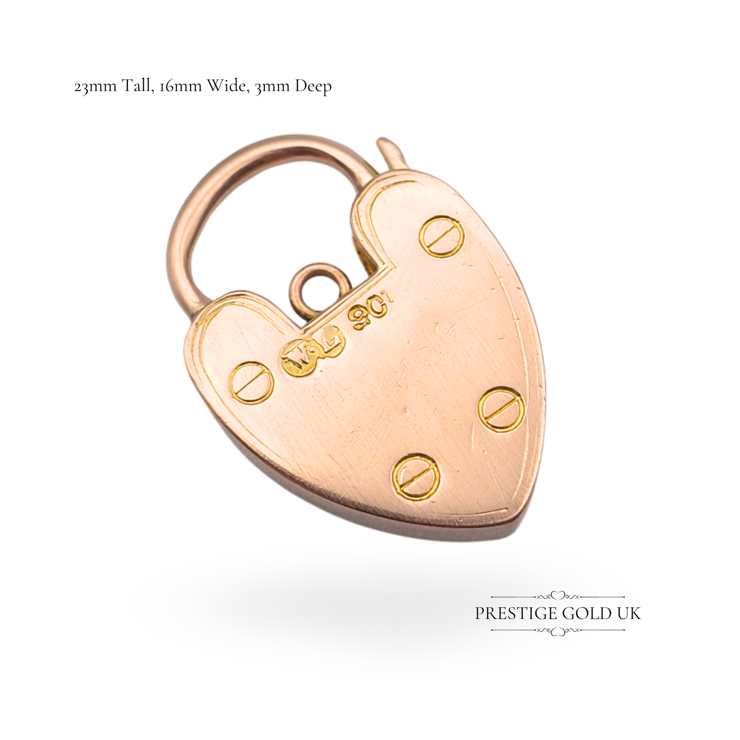 Antique William Lewis Engraved Heart Padlock 9ct Gold
