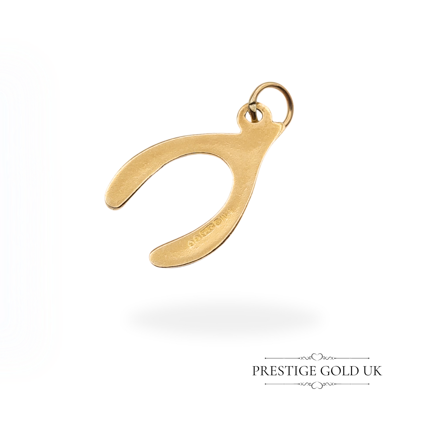 Vintage 9ct Gold Wishbone Charm Pendant, Fully Hallmarked London 1981