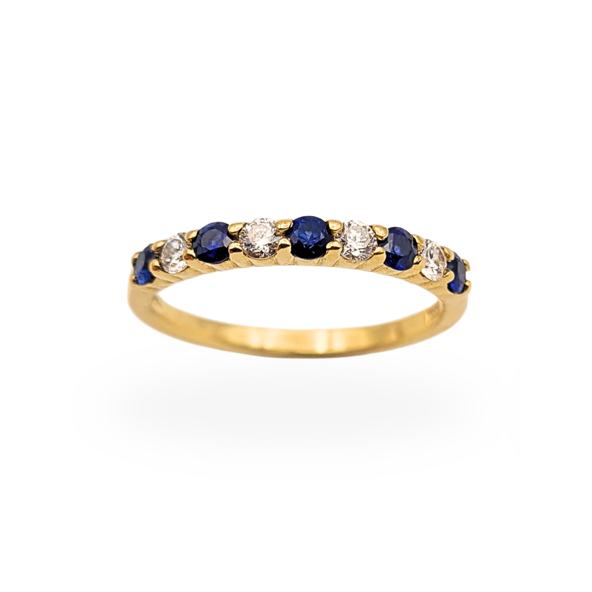 18ct gold sapphire and diamond 9 stone eternity ring vintage 1974