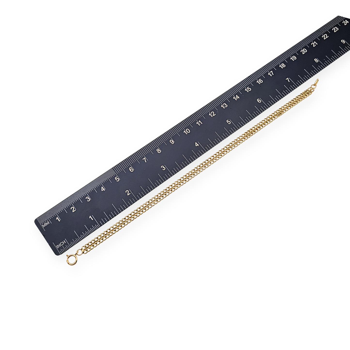 7 1/4" Long 9ct Solid Gold Twin Row Curb Bracelet