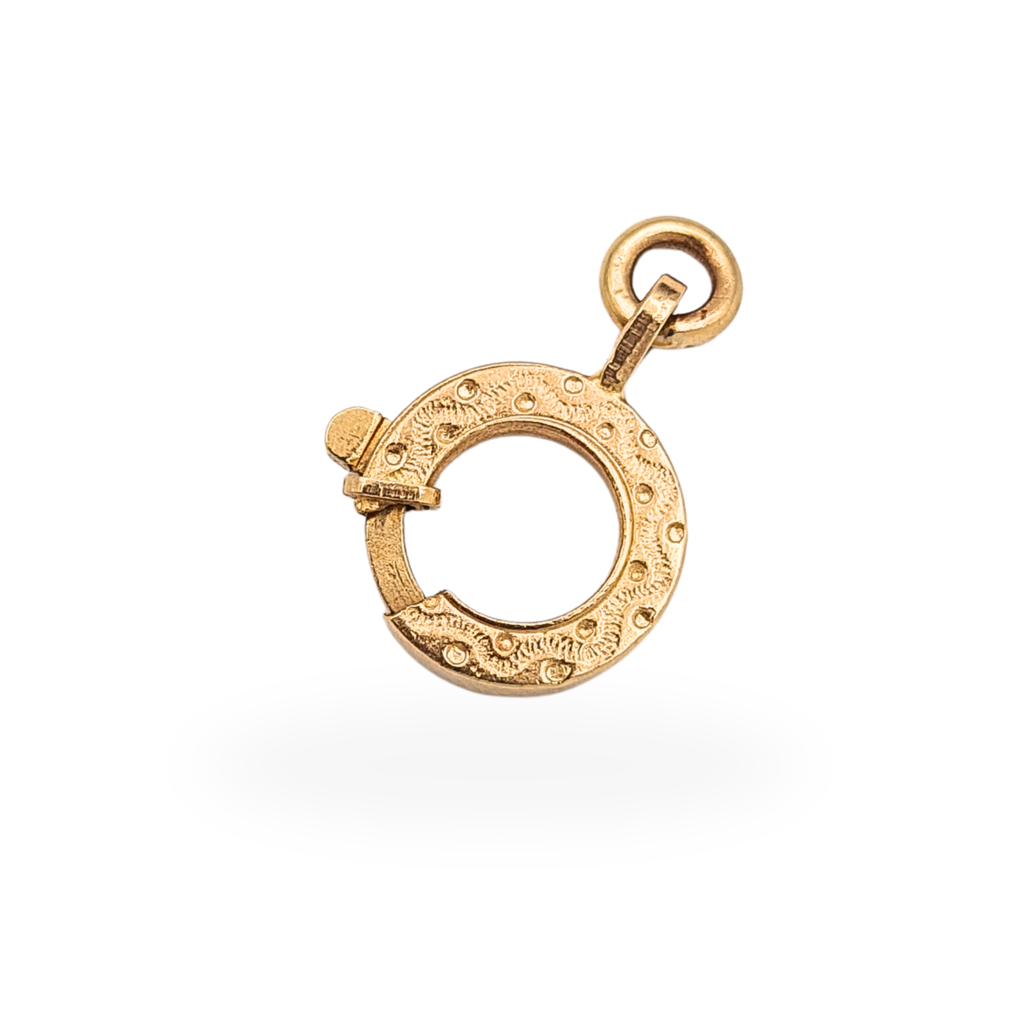 9ct Yellow Gold Engraved Bolt Ring Clasp 10mm  Vintage Spring Clasp