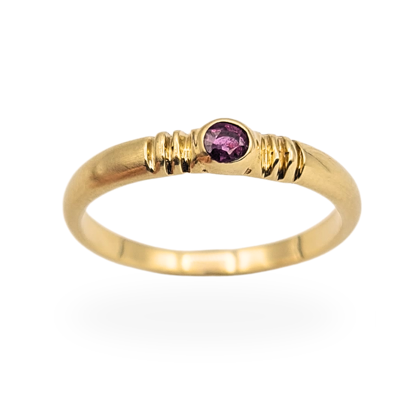 RESERVED 9ct Gold Ruby Ring Bezel Set UK L