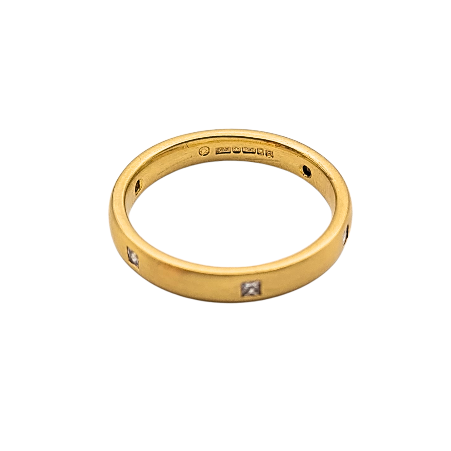 18ct Gold Diamond Wedding Band, London 1959, UK K