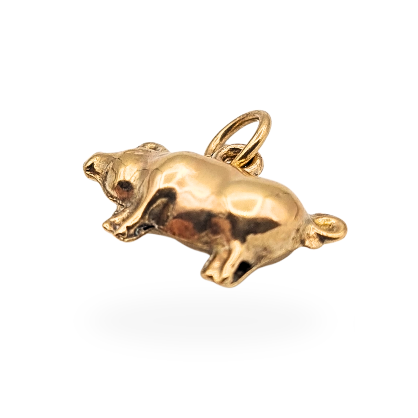 9ct Gold Puffy Pig Charm Pendant,  Novelty Animal Charm