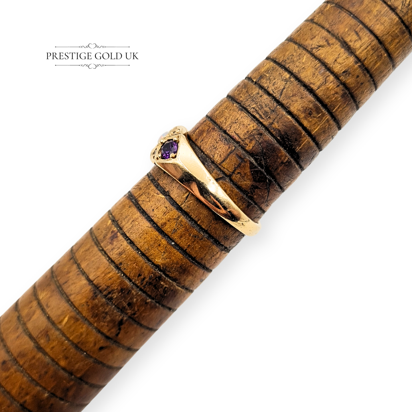 9ct Gold Amethyst Opal Diamond Ring, 1969  UK P / US 7 3/4