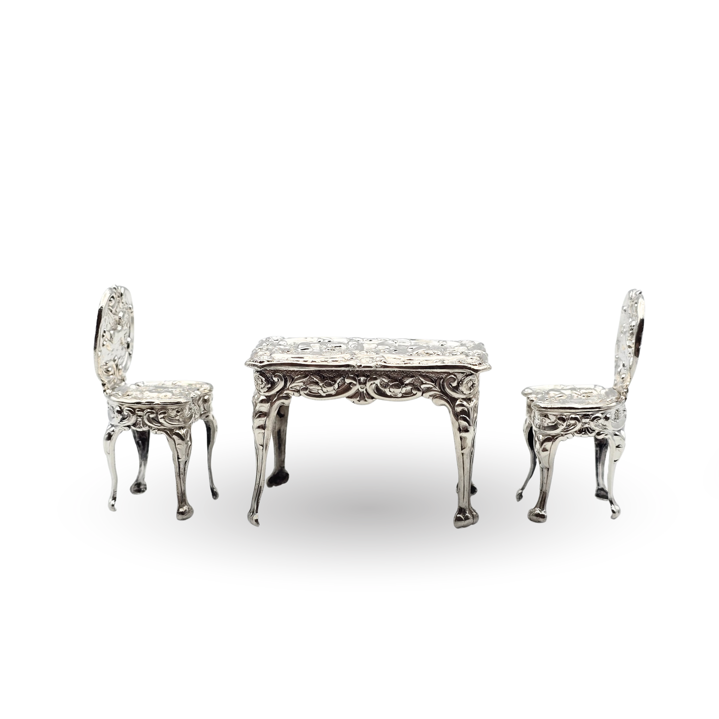Solid Silver Dolls House Furniture, Rococo Cherubs, Birmingham 1959