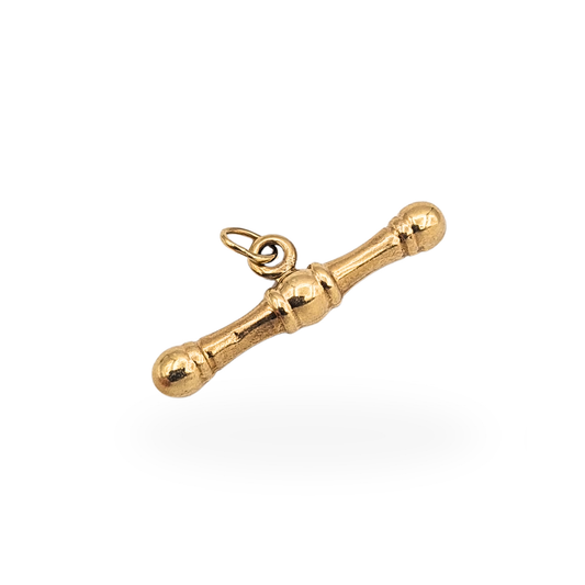 Tiny 9ct Gold Albert Chain T Bar Charm 20mm Hollow Lightweight