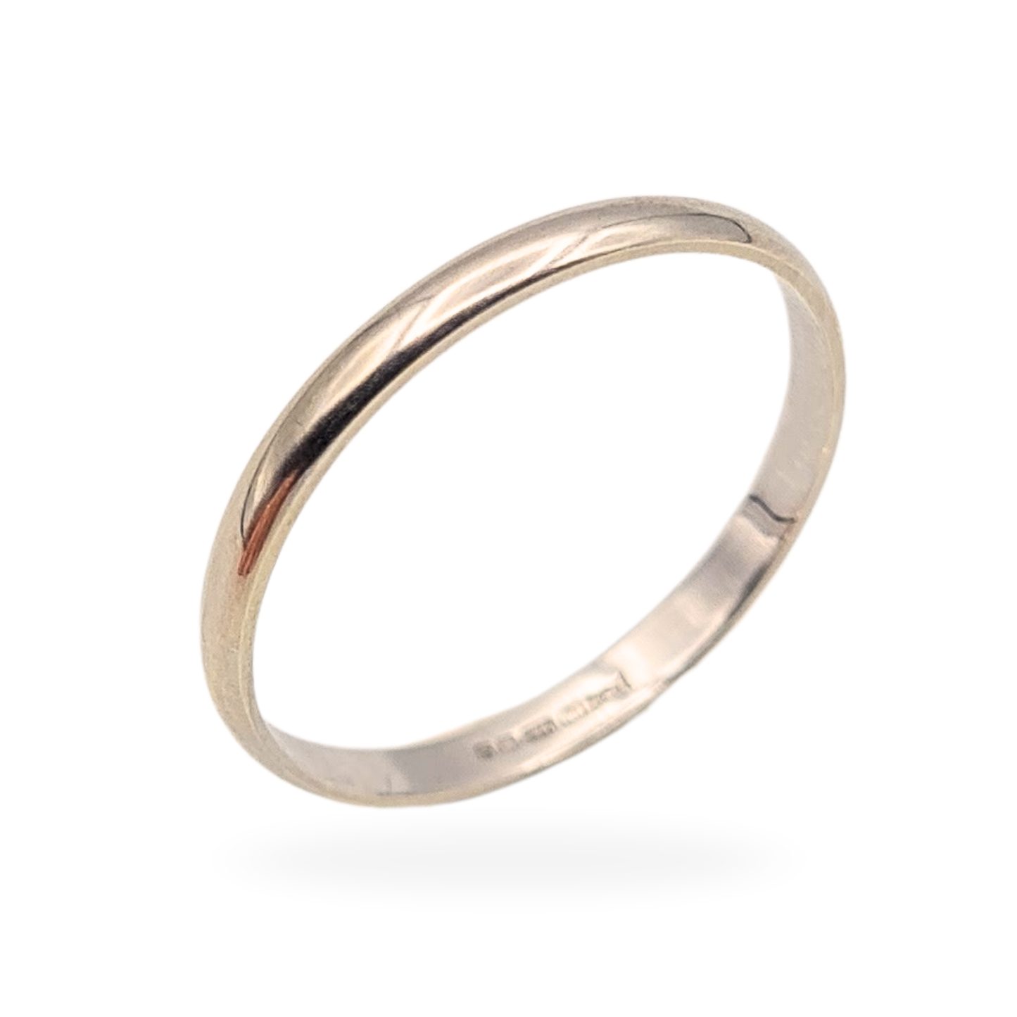 9ct White Gold Narrow Wedding Ring - Size UK O, US 7 1/4, Euro 55