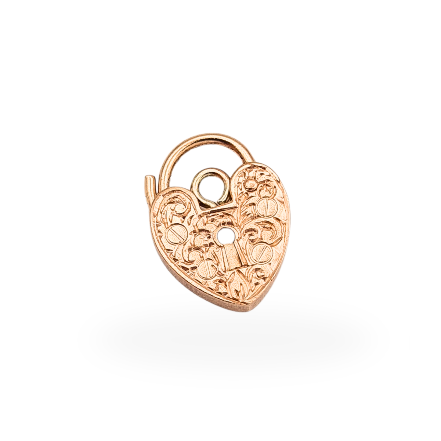 Vintage 9ct Rose Gold Heart Padlock Charm Padlock Hand Engraved