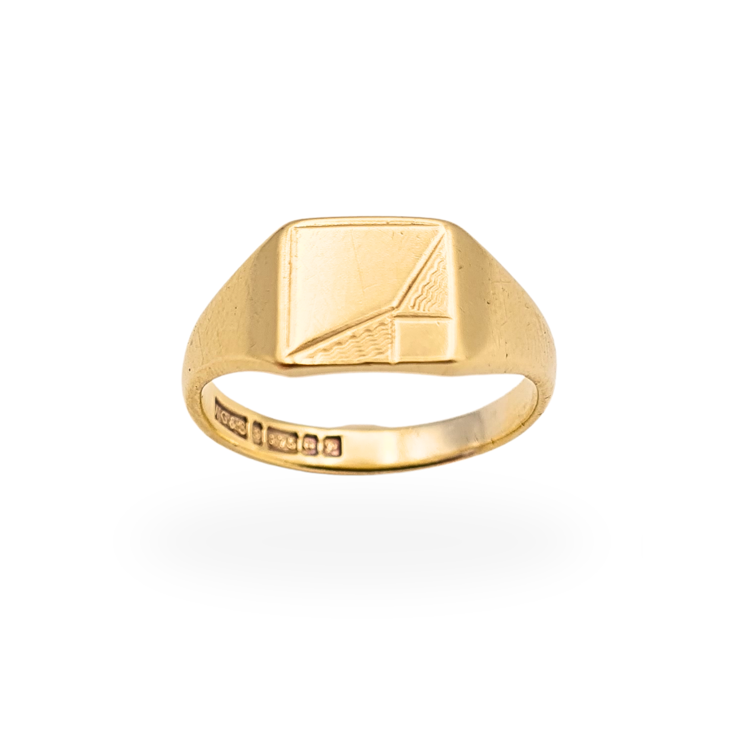 9ct Gold Engraved Signet Ring Hallmarked 1989 Solid Gold UK M1/2 US 6.5