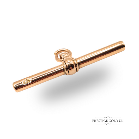 9ct Rose Gold Rotating T-Bar Pendant Antique 32mm Bar Stamped 9ct