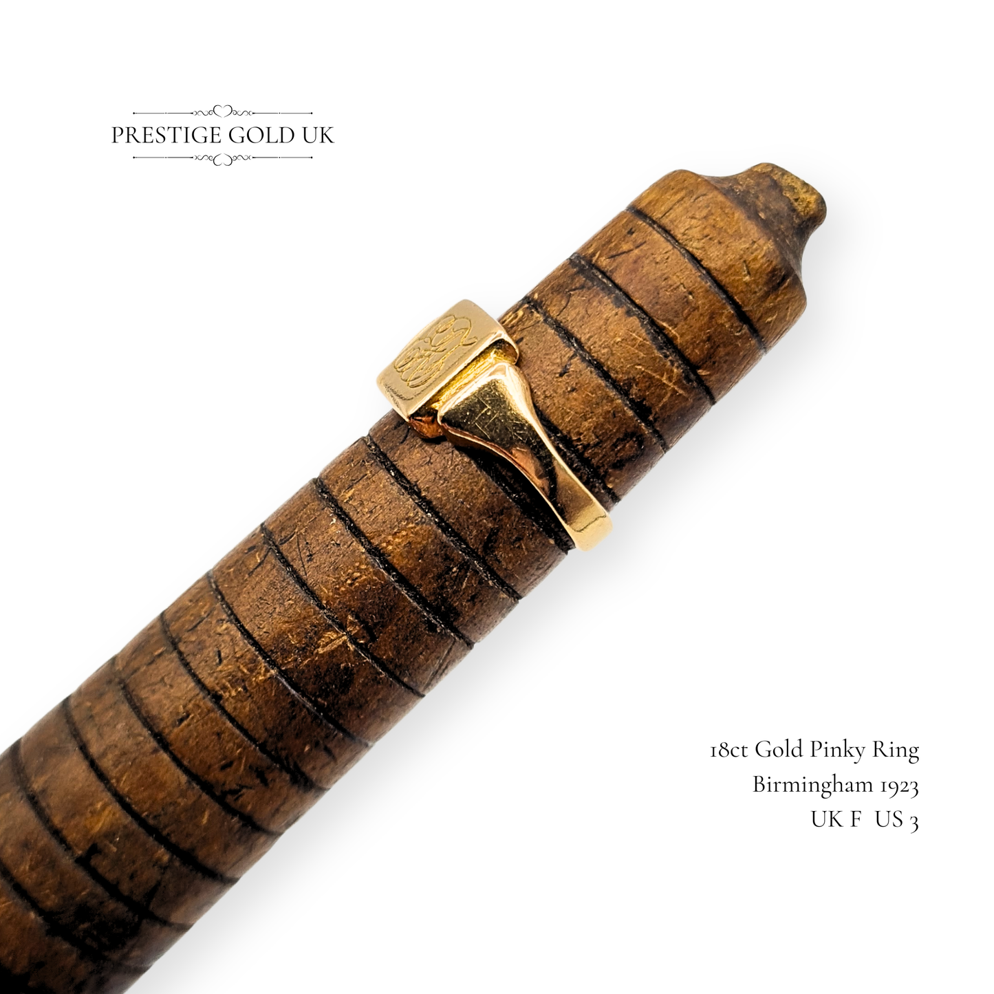 18ct Gold Antique Pinky Ring, Monogram, 1923, UK F / US 3