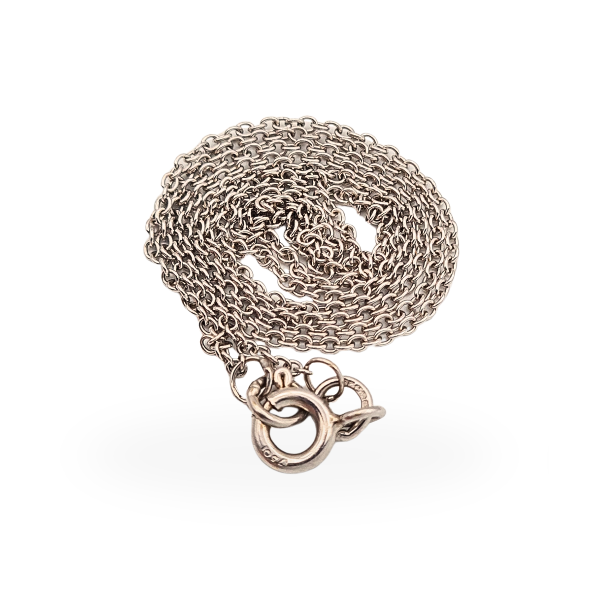 16 inch 18ct white gold dainty trace chain necklace, 1mm wide, 1.85g, fully British hallmarked