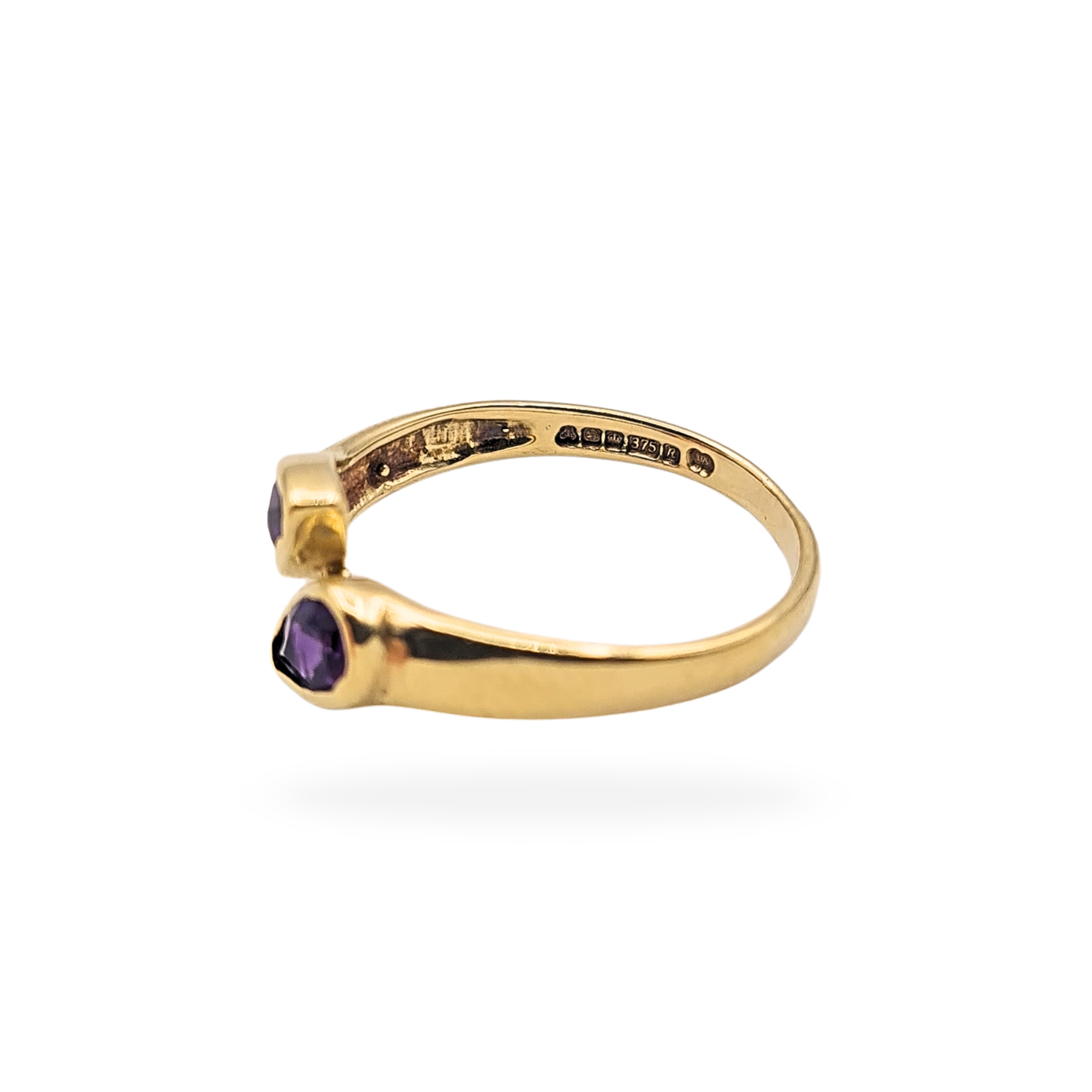 Tiny 9ct Gold Amethyst Twist Ring UK F US 3 Sheffield 1991
