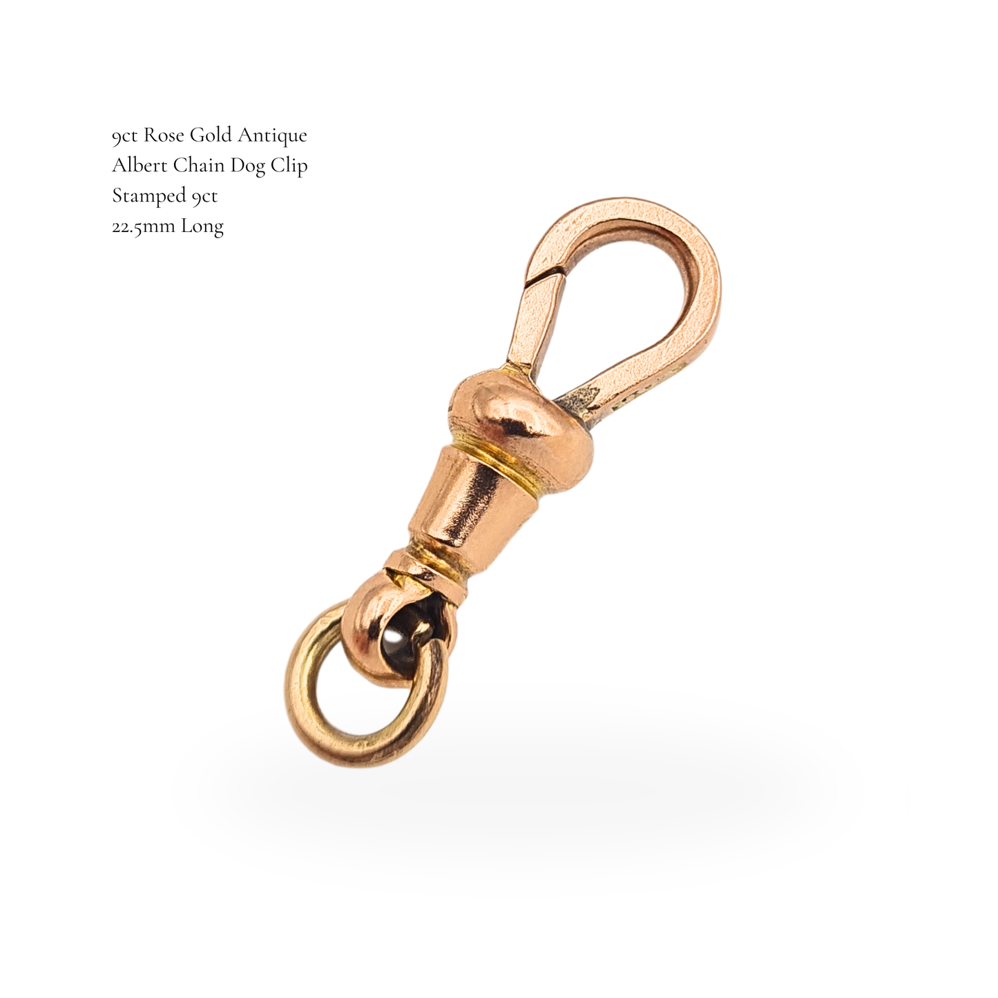 Large 9ct Rose Gold Antique Albert Chain Dog Clip Flat 22.5mm