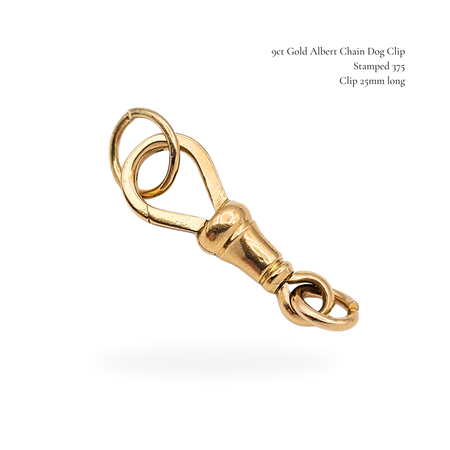 9ct Gold Albert Chain Dog Clip 25mm Vintage