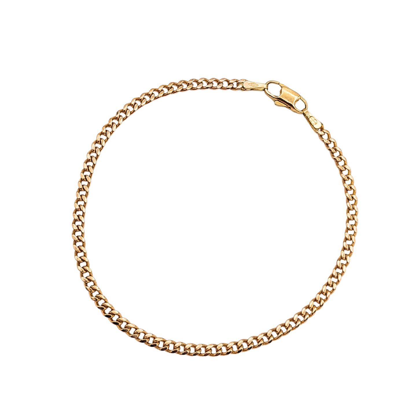 7" Quality  9ct Rose Gold Curb Bracelet, 18cm, Solid Chain