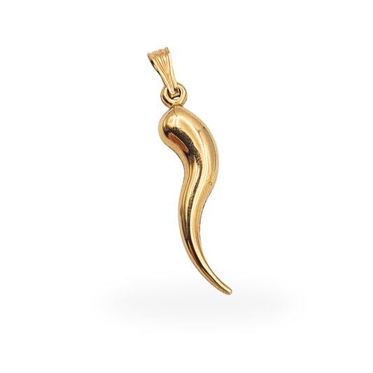 Large 9ct Gold Cornicello Horn Pendant Small Horn of Plenty Charm