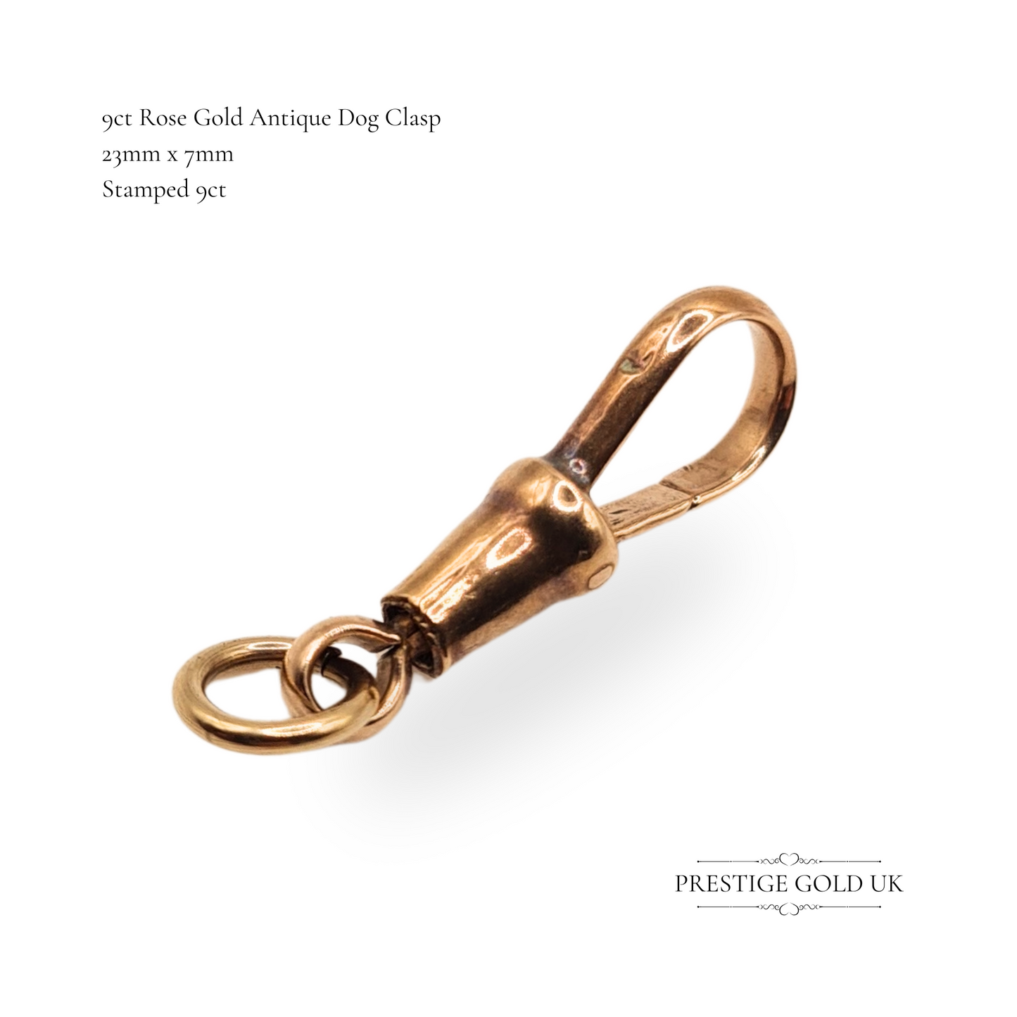 9ct Rose Gold Dog Clip Clasp 23mm Victorian Antique Stamped 9CT