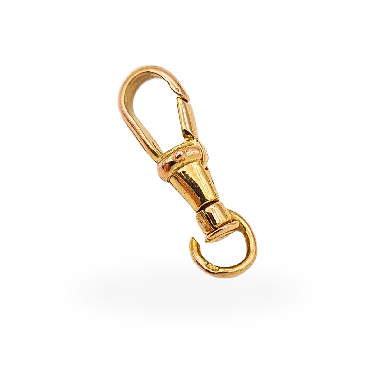 9ct rose gold swivel dog clip clasp, 23mm solid gold jewellery connector with secure spring fastening