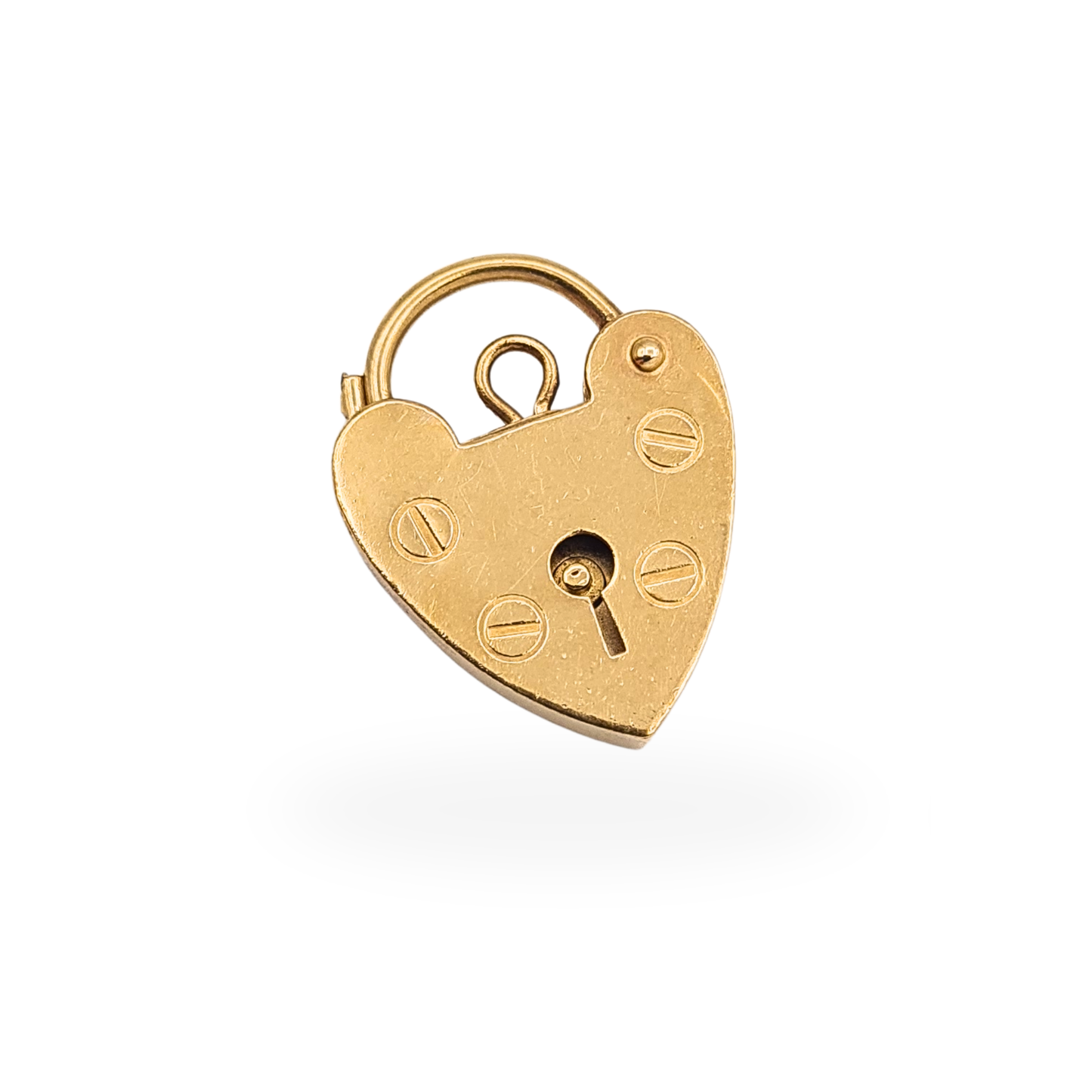 Vintage 9ct yellow gold heart padlock clasp with London 1976 hallmark