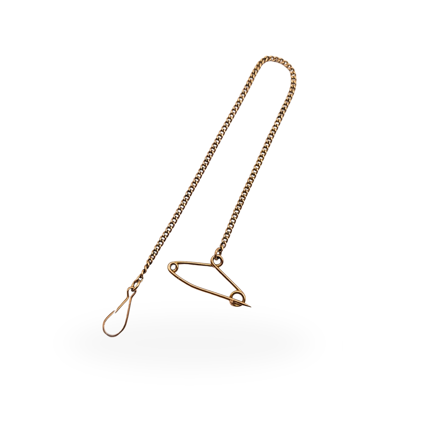 Delicate 9ct Rose Gold Safety Chain 4.5 Inch Antique Brooch Guard Chain
