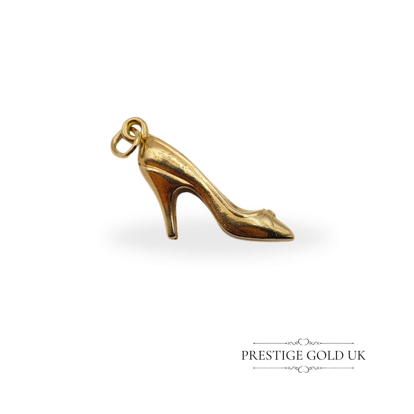 9ct Gold High Heel Shoe Charm, Miniature Ladies Stiletto Shoe Pendant