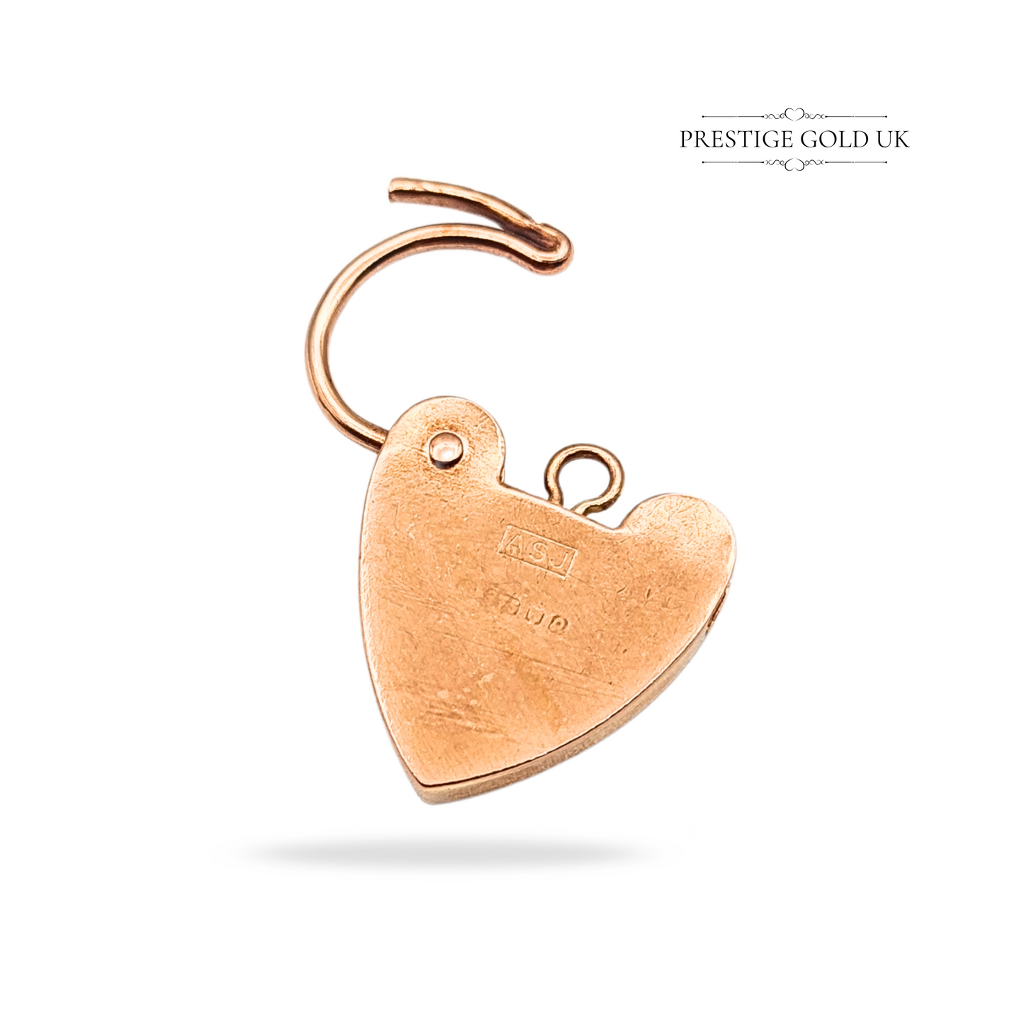 9ct Rose Gold Heart Padlock, Engraved Vintage Charm With London Hallmark