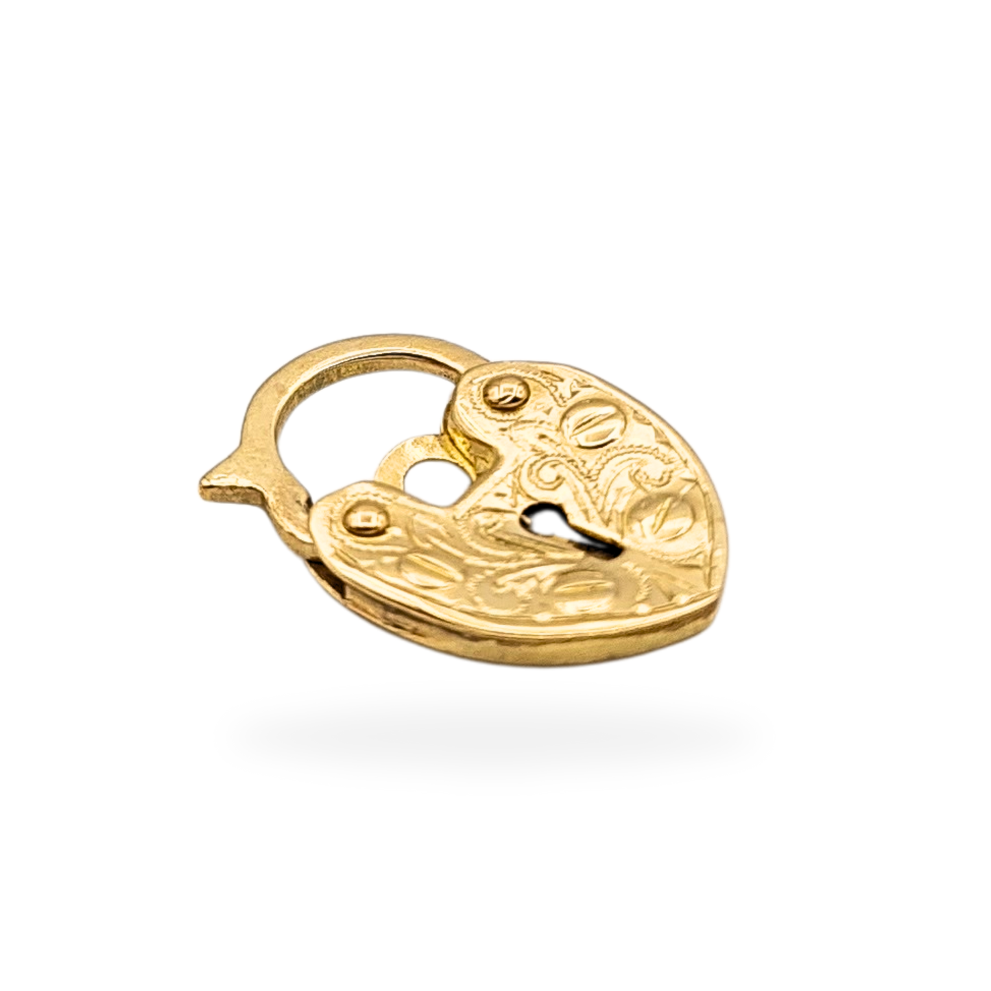 Clearance Item 9ct Gold Heart Padlock, Hand Engraved
