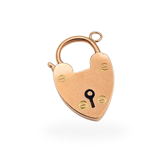 Large vintage 9ct rose gold heart padlock clasp stamped 9ct